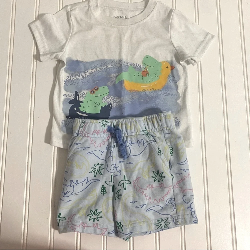 Girls Tee and Shorts Size 18M Tee is Carter’s Shorts are Cat & Jack Sky Blue